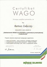 Certyfikat WAGO - automatyka budynkowa